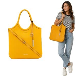 Calvin Klein, Rare find Yellow expanding tote Women's Bag